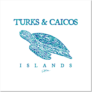 Turks & Caicos Islands Gliding Sea Turtle Posters and Art